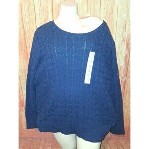 NWT SJB Navy Long Sleeve Pullover Sweater Sz 3X